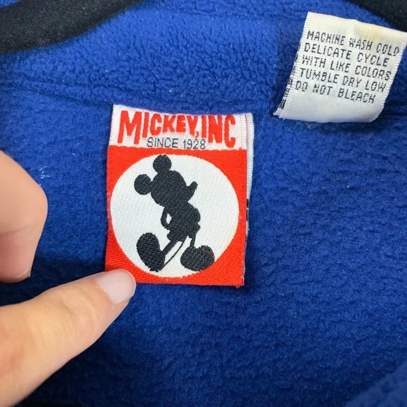 VTG Mickey Inc Walt Disney Fleece Sweatshirt Mickey Mouse Mens XL Front Zip FLAW - Picture 4 of 15